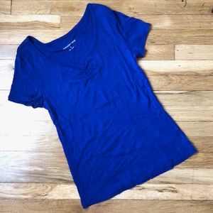 Fashion Bug Short Sleeve Ruched Neck Tee Blue